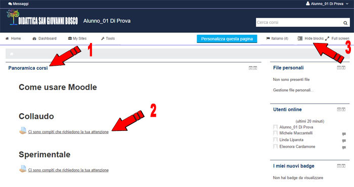 iniziare a lavorare su moodle